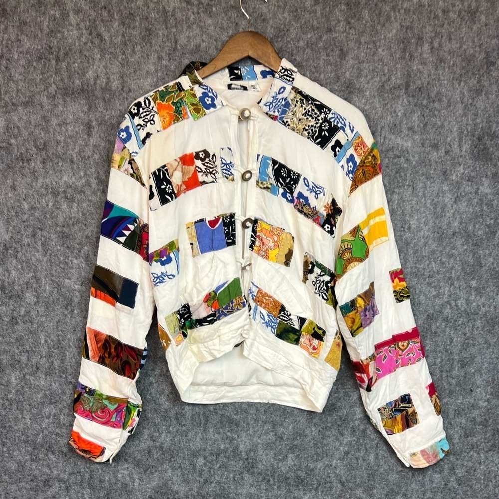 Nativewear Designs Colorful Patchwork Women's Jacket Size Medium 100% Cotton